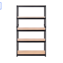 스피드랙 V2 선반 5단 800 x 600 x 2100 mm, 프레임(블랙) + 보드(우드 + 화이트)