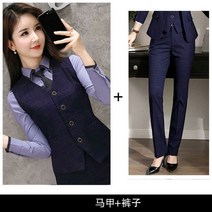 바텐더상의 블루 체크조끼 핏아우터 작은 키 오피스룩 호텔 경리 KTV 복무원 미용원 작업복 여성의류 4998333384