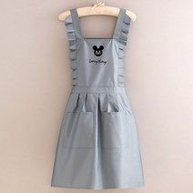 앞치마 매장 미용실 바리스타 공방 카페 어린이집 네일샵 까페 주방 방수 화방, 스트랩친환경방수프린세스드레스M미키레더블루