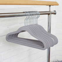 올리오 벨벳 코팅 논슬립 아기 유아 어린이 아동용 키즈 옷걸이 10개, 그레이