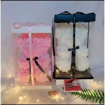 [레터링+케이스+LED조명] 로즈베어 장미곰 장미곰돌이 이벤트꽃 장미꽃인형 프로포즈 발렌타인데이 화이트데이 빼빼로데이 특별한날 결혼 입학식 졸업식 기념일 크리스마스 선물_쯔야코드, 하트베어-화이트+레드[러브레터링+선물케이스+LED조명]