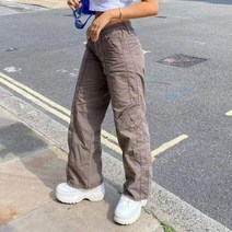 와이드슬랙스 패딩 몸빼 요가복 바지 냉장고 Vintage 90S Cargo Pants Women Hot Sale Low Waist with Pockets Baggy Jeans Fe