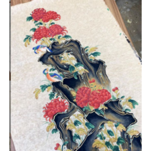 국화화조도 민화 도안