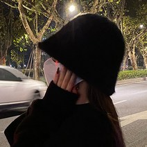 [러블리 무드] 래빗 퍼 앙고라 헤어리 겨울 벙거지 버킷햇