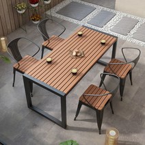 야외 테이블 원목 4인 6인 식탁 테라스 바베큐 카페 정원 테이블 세트, 01.싱글 테이블 120x60x75