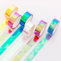 마스킹테이프 홀로그램 6color [어폼 다꾸 테이프 인테리어 디자인 컬러 마테 오로라 반짝이 다이어리 데코 용품], 옐로우
