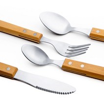 손님초대 원목손잡이 커트러리세트 백패커 백패킹용 경량 야유회준비물 캠핑도구 캠핑