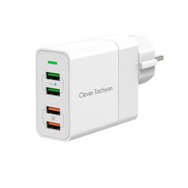 클레버 타키온 60W 4포트 접지형 퀵차지3.0 고속 멀티충전기 GA4QC, 1개, 타키온 GA4QC(화이트)