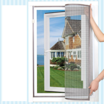 루버창방충망 자석 모기장 자가설치 셀프 창문 현관, 화이트프레임+그레이실80x100cm