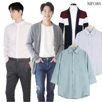 엠포르스 남자 셔츠가디건 데일리룩 스트라이프남방 남성7부셔츠 숄가디건 MLE489