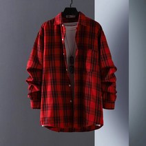 패션 느슨한 모든 경기 봄과 가을 남성 셔츠 체크 무늬 셔츠
