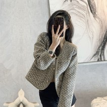 트위드자켓 결혼식하객룩 핸드메이드자켓 숏자켓 봄 노카라 재킷 하객룩 루즈핏