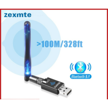 Zexmte 100M USB 블루투스 어댑터 5.0 송신기 328ft 무선 오디오 수신기 동글 PC 컴퓨터 리시버 동글이 블루투스, Bluetooth5.1 100M B