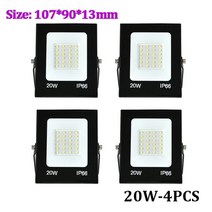 스포트라이트 투광 조명 야외 10W 벽 프로젝터 스포트라이트 방수 정원 차고 가로등, 02 Warm White, 02 20W 4pcs