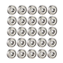 25pcs 608 zz 볼 베어링 608zz 금속 이중 차폐 된 미니어처 깊은 그루브 스케이트 보드 볼 베어링 (8mm x 22mm x 7mm), 하나, 은