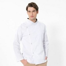 긴팔 실용적인 크로스넥 조리복 화이트 요리사 쉐프 주방가운, 3XL(115)