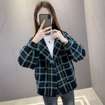 하운드체크 럭셔리 패턴 트위드 코트 빅사이즈 타탄 슬림핏 안감 헤링본 라인 펠트