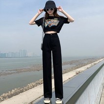 흰청바지 봄가을 여성 여름 스트레이트핏 일자 와이드 루즈핏 작은 키 빅진 맥시 긴바지 3150160672