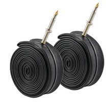 도로 자전거 2 팩 700X35-43C 도로 자전거 교체 내부 튜브 Presta 밸브, 80mm, 검정