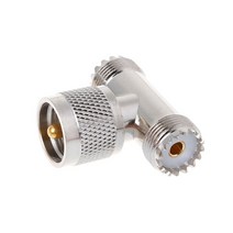 T 형태 UHF 수컷 PL259 ~ 2 UHF 암컷 SO239 트리플 RF 커넥터 3 방향 동축 A, 은