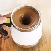 자동회전 자석머그컵 마그네틱 핫초코 방탄커피 캠핑, 화이트