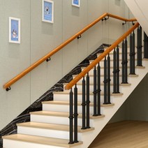 벽부형 손스침 원목 계단 핸드레일 복층 복도 경사로 보조 손잡이 지지대 복층 실내 난간, 120cm 브래킷2개