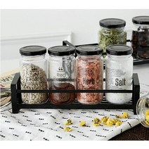 트라이탄 양념통 조미료통 세트 250ml x 4개+양념스티커 5장+철제트레이 1p, 양념통3p + 철제트레이1p + 레터링라벨지 5p