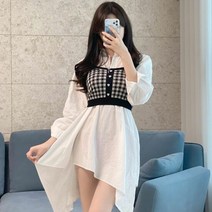 오노마 오노마 ONM 여성 우아한 체크 단추나시티 연말 파티 데이트룩 (7907987)