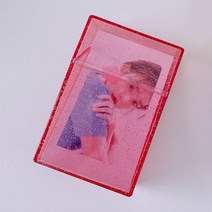 포카홀더 3 인치 빛나는 투명 Photocard 홀더 Instax 사진 앨범 스토리지 박스 홈 그림 케이스 이름 카드 ID, 03 빨간