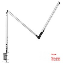침대독서등 마리스텔라 아르떼미데 8W 접이식 조정 가능한 긴 팔 회전 책상 LED 테이블 램프 컴퓨터 사무실 눈 보호 공부 독서, [03] black with remote, [02] US Plug, [02] With Clamp