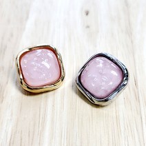 20mm 사각펄 보석단추 모음 1개, 핑크펄, 금도금