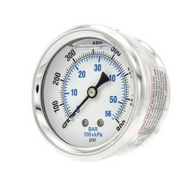 Liquid Filled Center Back Mount Pressure Gauge with 2.5