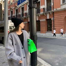 로브가디건 이효리로브 황금가면 이른 코트 탑스 니트 스웨터 여성용 게으른 느슨한 중간 길이 검은 색 카디건 외부 착용 99