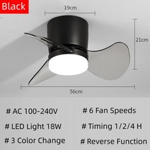 실링팬 천장형 서큘 천장선풍기 공기순환팬 22 인치 표면 장착 미니 천장 팬 LED 조명 및 원격 부드러운, 02 Black_01 32W_01 100-130V