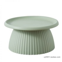 미드센츄리 거실 소파 좌식 원형 테이블 미니 탁자 침실 베란다 원룸 신혼집 인테리어, 셀프 조립_그린 숏 세로 줄무늬