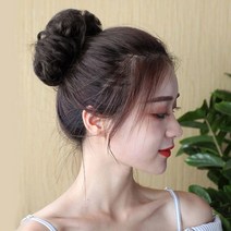 C컬 볼륨헤어 당고가발 8P 초코브라운 업스타일 혼주 가채 웨이브 붙임머리