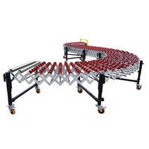 자바라컨베이어 무동력 롤러 하역 택배 콘베어, 42cm x 1m (레드)