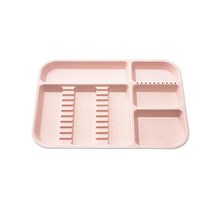 치과 기구 트레이 설치 절차 분할 칸막이 홀더 대형 오거나이저 플랫 오토클레이브 플라스틱 수술 실험실 타투 영구 메이크업 뷰티 살롱용 핑크, 1 Pack_Pink