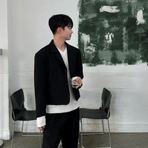[기획] Minimal crop short jacket 남자 미니멀 블레이져 자켓 셋업