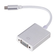 Grwibeou 유형 C-여성 VGA 어댑터 케이블 USB 3.1-VGA 어댑터-새로운 Macbook Surface Pro 핫 판매 C-VGA 변환기, Silver Color, 02 Silver Color