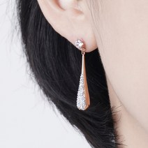 티어 드롭 크리스탈 큐빅 써지컬스틸 귀걸이