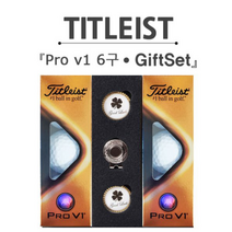 타이틀리스트 Pro V1 6구 골프공 골드볼마커 선물세트, FREE FREE