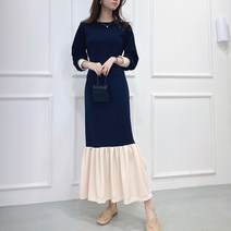 [세인트이브] AR091001 국내생산 블로썸 밑단 배색 프릴 원피스