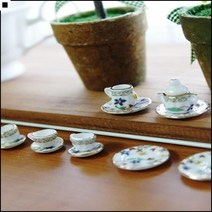 화려한프린팅 리얼디테일 사진촬영용 아기자기 도자기미니어처 꽃잎찻잔세트