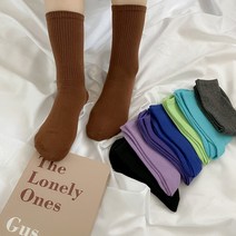 심플 레인보우 파스텔 패션양말 잔골지 여성 고퀄