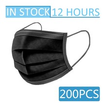 10-200PCS 마스크 일회용 페이스 블랙 어른 마스카라 Meltblown Cloth Mask quirurgicas homologadas, 04 Black-200pcs