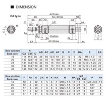 유압리프트 MA 16/20/25/32/40mm 스테인레스 스틸 25-500mm 스트로크 복동 미니 공압 공기 실린더, 09 Stroke 250_05 MA40
