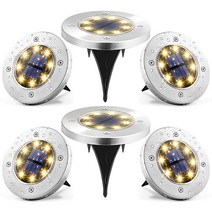 태양광 8 LED 바닥등 X 6PCS 야외 테라스 조명 잔디등 태양열 솔라 태양 정원등 KAE-8SLX6, 노란빛(웜화이트)X6개