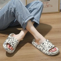 여름 여성 남성 두꺼운 플랫폼 만화 인쇄 슬리퍼 비 슬립 샌들 플랫 슬라이드 커플 비치 플립 퍼 숙 녀 신발, 마크36-37(핏35-36), white -2