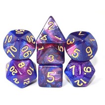 SmartDealsPro 7다이 글리터 다면체 주사위 세트 DND RPG MTG 던전 앤 드래곤 테이블 보드 롤 플레이 게임 D4 D8 D10 D12 D20용 파우치 포함그린레드, Blue-red